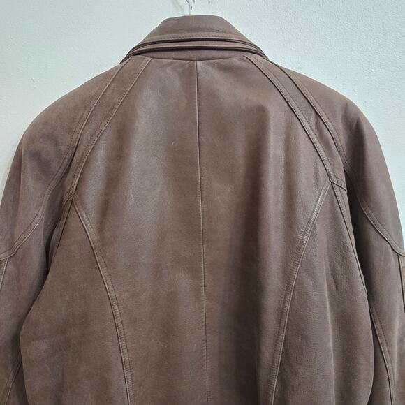 Leather Limited Vtg 90s Brown Flight Bomber Genuine Leather Thermal Lined Coat M - Picture 5 of 11